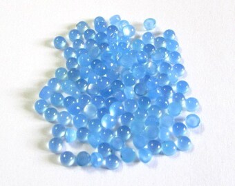 10 cabujones de calcedonia azul AAA: piedras preciosas redondas y lisas de 3 mm