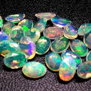 1 pcs 7x9mm Or 8x10mm Ethiopian Opal Faceted Oval Gemstone, Ethiopian Opal Faceted Oval Multi Fire Opals Calibrated Size Opals Oval Gems image 1