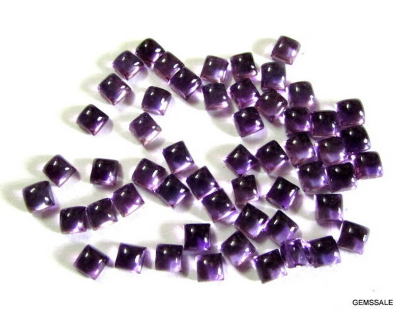 5 Pieces 4mm Amethyst Cabochon Square Gemstone, Amethyst Square Cabochon Gemstone, Amethyst Cabochon Gemstone