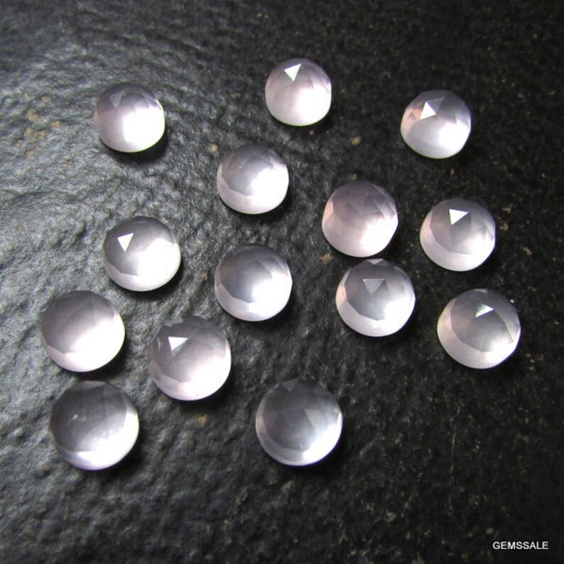 10 pieces 6mm Rose quartz Rosecut Round Gemstone, Rose quartz round Rosecut Cabochon Gemstone, Rose Quartz faceted rosecut Cabochon Gemstone image 5