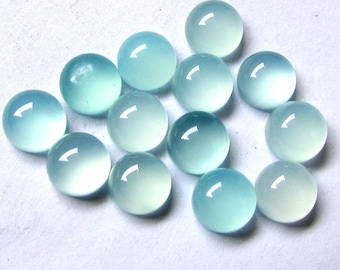 10 Aqua Chalcedony Cabochons: 6mm Round AAA Gemstones