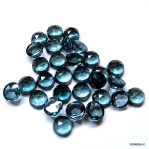 5 AAA London Blue Topaz Gemstones: 4mm Round Rose Cut Cabochons image 3