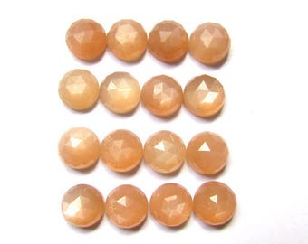 10 Peach Moonstone Cabochons: AAA Round Rose Cut, 6mm