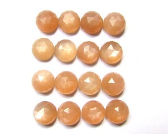 10 pieces 6mm Peach Moonstone Round RoseCut Cabochon Faceted, 6mm Peach Moonstone RoseCut Cabochon, Moonstone RoseCut Round Faceted Cabochon