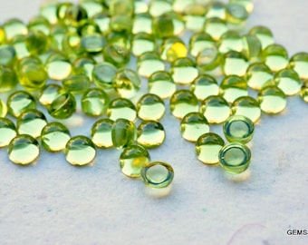 10 AAA Peridot Gemstones: 4mm Round Cabochons