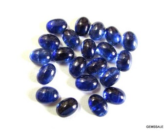 10 AAA Blue Kyanite Cabochons: 5x7mm Oval Loose Gemstones