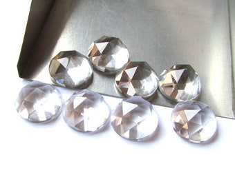5pc AAA Crystal Quartz Gemstones: 10mm Round Rosecut Cabochons