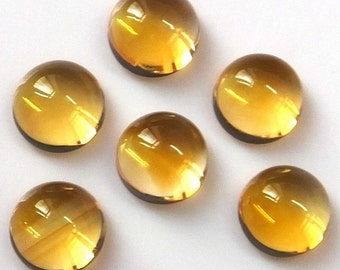 10 AAA Citrine Cabochons: 7mm Round Calibrated Gemstones