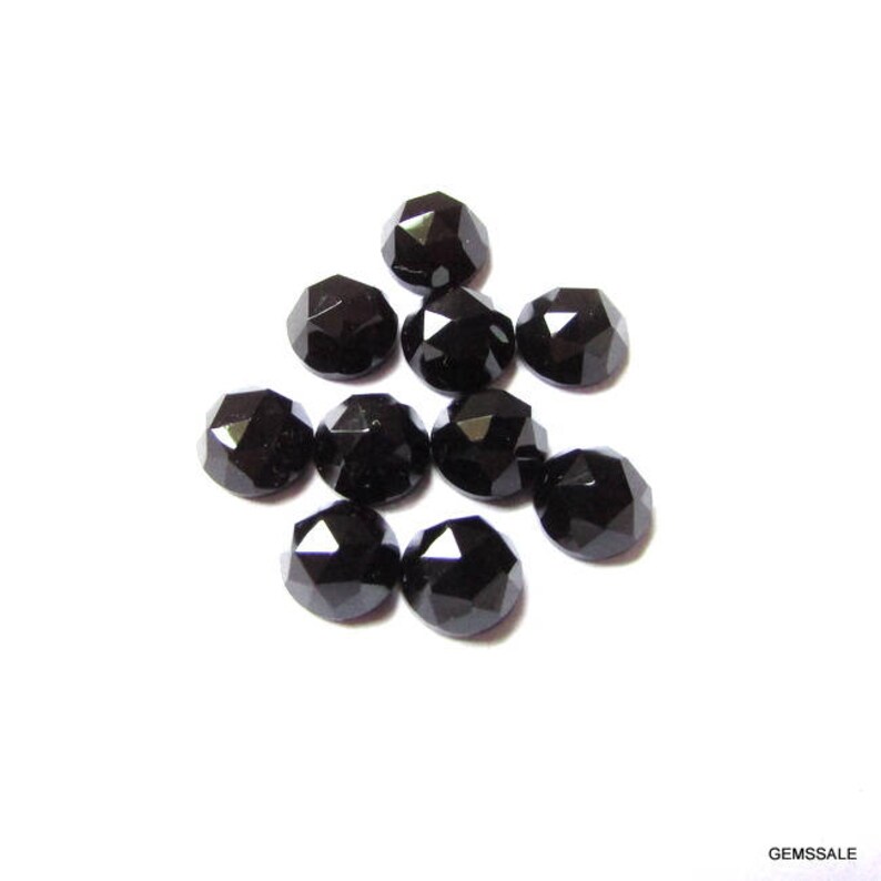 Black Onyx Rosecut Faceted Gesmtone Black Onyx Round RoseCut Cabochon Gemstone 75 pieces 10mm Black onyx Rosecut Faceted Cabochon Gemstone