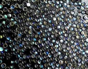 10 AAA Labradorite Cabochons: Multi-Fire Round Loose Gemstones (1.5mm)