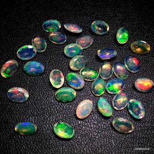 5 Ethiopian Opal Gemstones: Faceted Oval Welo Opals (3x4mm)