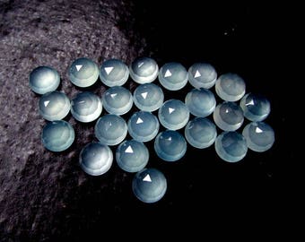 25 Aqua Chalcedony 6mm Rosecut Gemstones: AAA Quality