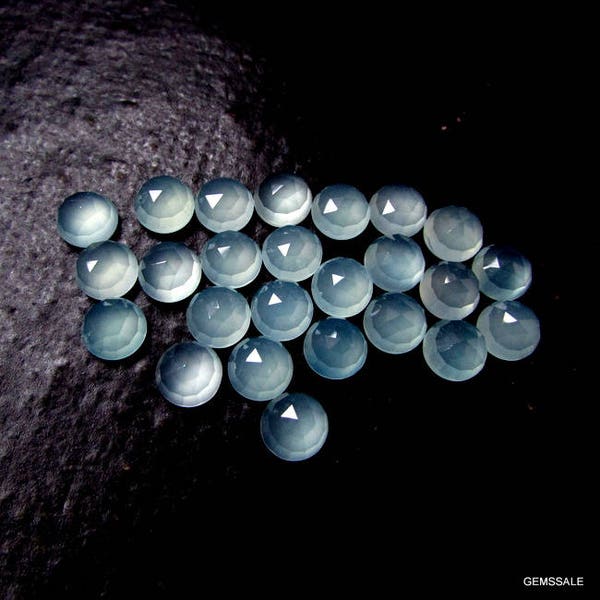 25 pieces 6mm Aqua Chalcedony Rosecut Round Gemstone, Aqua Chalcedony Round Rose Cut gemstone, Aqua Chalcedony Rose Cut Round Loose Gemstone