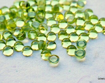 Lot De 10 Cabochons Ronds En Péridot Naturel Vert - 10mm - Qualité AAA - Inde