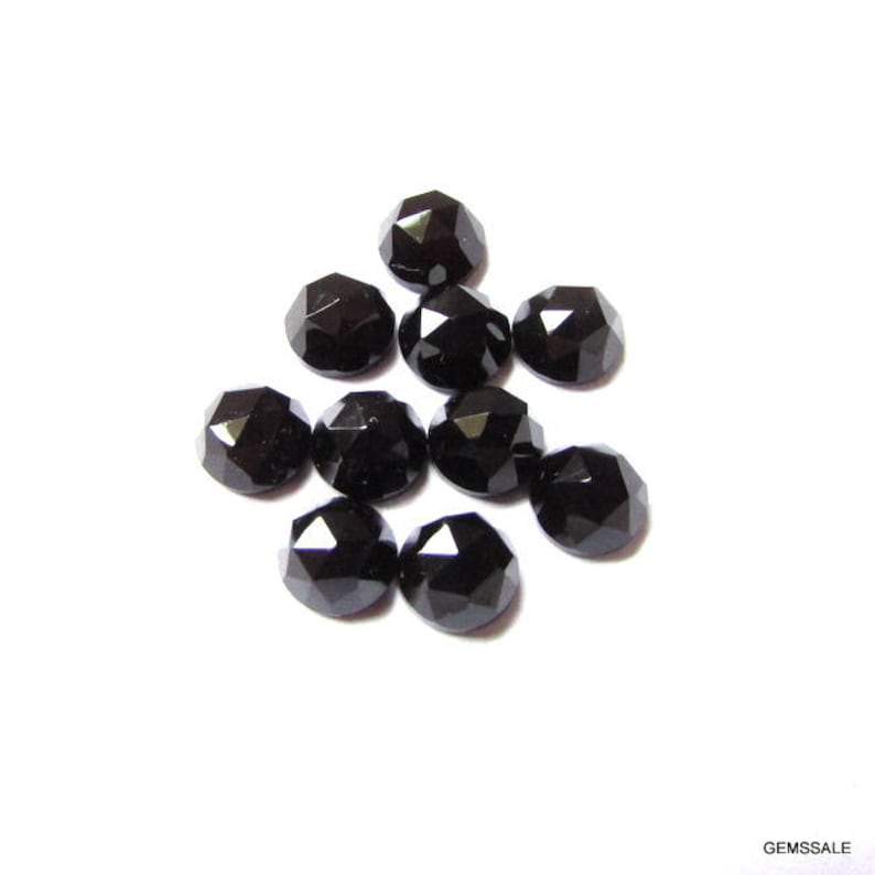 Black Onyx Rosecut Faceted Gesmtone Black Onyx Round RoseCut Cabochon Gemstone 75 pieces 10mm Black onyx Rosecut Faceted Cabochon Gemstone