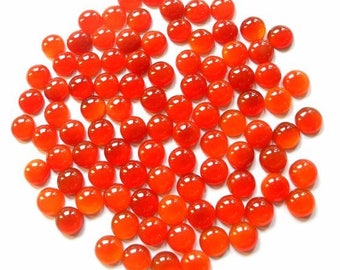 10 AAA Orange Carnelian Cabochons: 6mm Round Gemstones