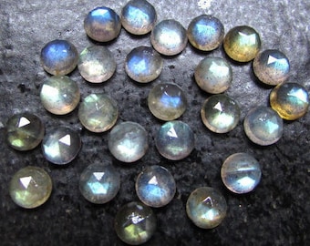 10 AAA Labradorite Rose Cut Gemstones: Multi Fire 8mm Cabochons
