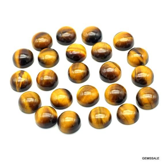 10 AAA Tiger's Eye Cabochons: Round Loose Gemstones (3-8mm)