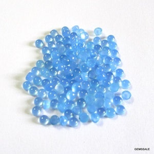 25 Pieces 3mm Blue Chalcedony Cabochon Round Gemstone, Blue Chalcedony Round Cabochon Gemstone, Blue Chalcedony Cabochon Gemstone