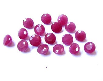 5 Pieces 5mm Or 6mm Ruby Faceted Round Loose Gemstone, 100% natural red ruby round faceted gemstone, red ruby faceted round loose gemstone