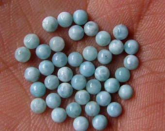 10 AAA Larimar Cabochons: 4mm Round Gemstones