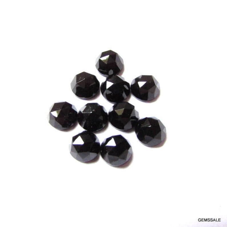 Black Onyx Rosecut Faceted Gesmtone Black Onyx Round RoseCut Cabochon Gemstone 75 pieces 10mm Black onyx Rosecut Faceted Cabochon Gemstone