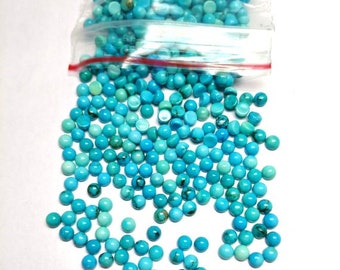 10 AAA Turquoise Cabochons: 2mm Round Loose Gemstones