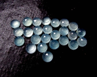 10 Aqua Chalcedony Gemstones: 6mm Round Rose Cut, AAA Quality