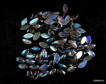 10 AAA Labradorite Marquise Cabochons: Multi-Fire Gemstones (5x10mm)
