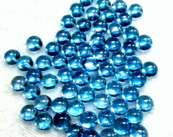 10 AAA Swiss Blue Topaz Cabochons: 4mm Round Gemstones