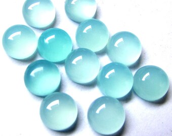 5 AAA Aqua Chalcedony Round Cabochon Gemstones (9mm or 11mm)