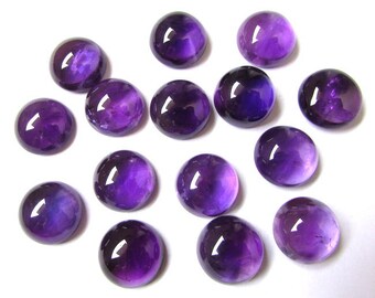 AAA Amethyst Cabochons: 15mm Round Loose Gemstones, 5 Pieces