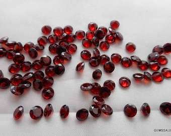 Pietra preziosa sfaccettata rotonda di granato rosso AAA da 1 mm, lotti da 10 a 100 pezzi