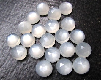 10 cabujones redondos de piedra lunar blanca AAA de 4 mm con corte rosa