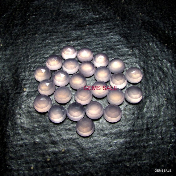 10 Pink Chalcedony Cabochons: 8mm Round Rose Cut Gemstones