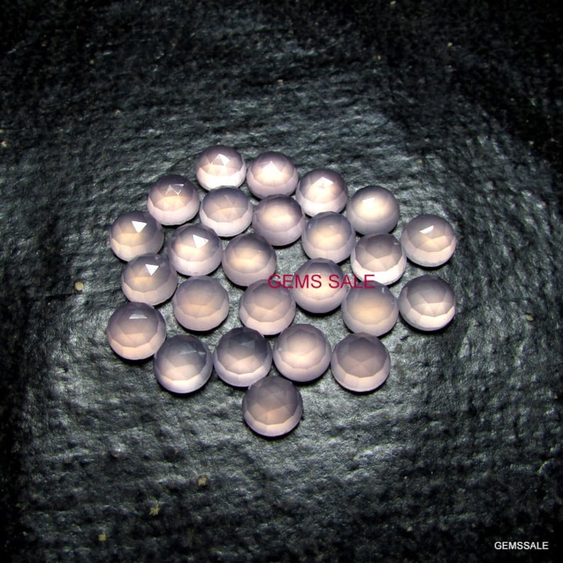 10 Pcs 8mm Pink Chalcedony Round Rose Cut Flat Back Cabochon Round loose gemstone - Pink Chalcedony cabochon Gemstone faceted cabochon Round