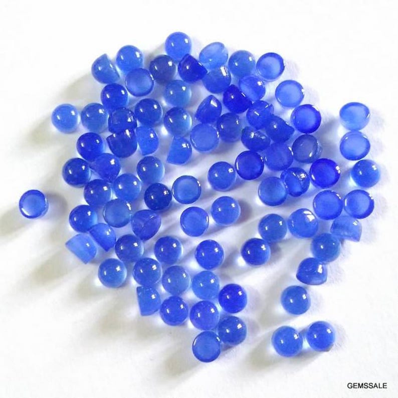 25 pcs 3mm Deep Blue chalcedony cabochon round gemstone, Deep Blue color stone, Deep Blue chalcedony cabochon gemstone, round cabochon gems image 3