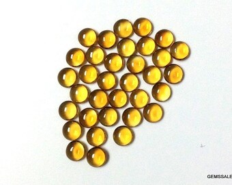 10 AAA Citrine Cabochons: 3mm Round Gemstones