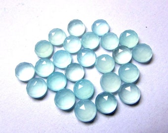 10mm Aqua Chalcedony Rosecut Gemstones: 10 Pcs AAA Quality