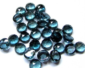 5 AAA London Blue Topaz Gemstones: 4mm Round Rose Cut Cabochons