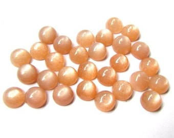 10 AAA Peach Moonstone Cabochons: Round Gemstone Set (3mm-7mm)