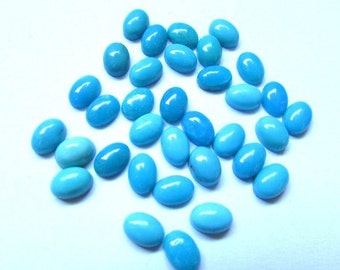 Sleeping Beauty Turquoise Cabochons: AAA Arizona Gemstones (5x7mm, 5 pcs)
