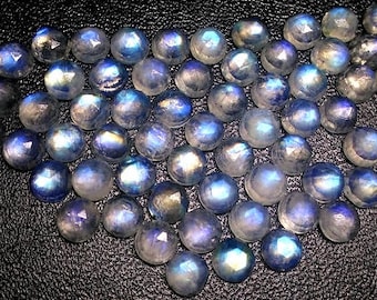 10 cabujones de piedra lunar arcoíris AAA de 4 mm de corte rosa