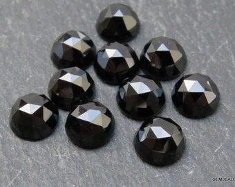 10 pieces 6mm Black Onyx Rose Cut Round gemstone, 6mm Black Onyx RoseCut cabochon round Gemstone, Black Onyx Faceted Rose Cut Round Cabochon