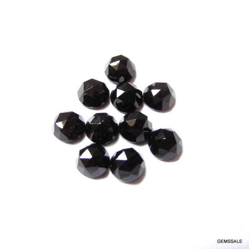 Black Onyx Rosecut Faceted Gesmtone Black Onyx Round RoseCut Cabochon Gemstone 75 pieces 10mm Black onyx Rosecut Faceted Cabochon Gemstone
