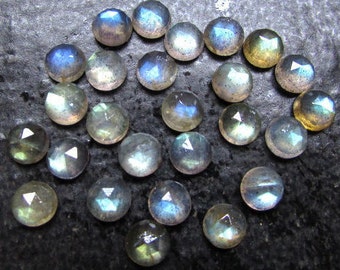 10 AAA Labradorite Rose Cut Cabochons: Multi-Fire Gemstones, 6mm