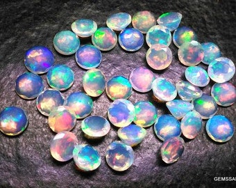 10 Piece 6mm AAA Ethiopian Opal Gemstone: Faceted Round Loose Gems