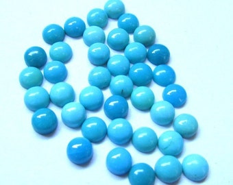 10 pieces 5mm Turquoise Cabochon Round Gemstone - Sleeping Beauty Arizona - TURQUOISE Round Cabochon Gemstone - Turquoise Cabochon Round