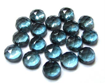 5 AAA London Blue Topaz Gemstones: 5mm Round Rose Cut Cabochons