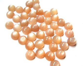 10 AAA Peach Moonstone Cabochons: 4mm Round Loose Gemstones